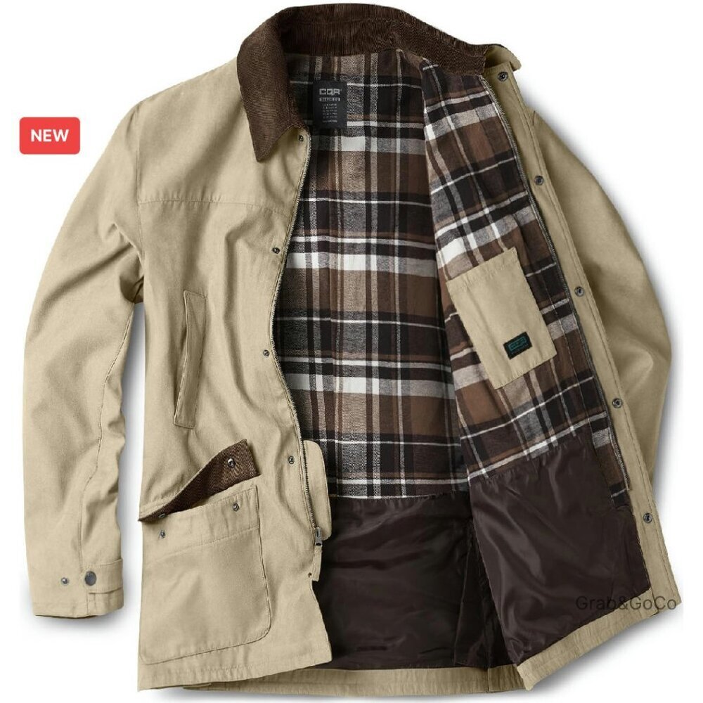 Men's Flannel Shirt Jacket Long Sleeve Winter Warm Outdoor Casual Plaid Coat
